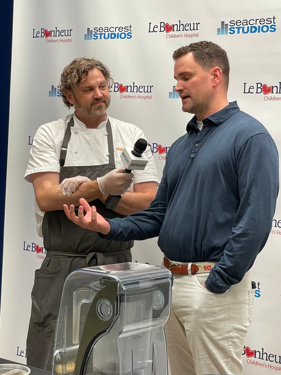 We had several special guests join us in Seacrest Studios at Le Bonheur Children’s! Chef Kelly English hosted our first “Cooking With Kelly” show with Le Bonheur Chef John Paul to show our patients how to make yogurt parfaits and smoothies.