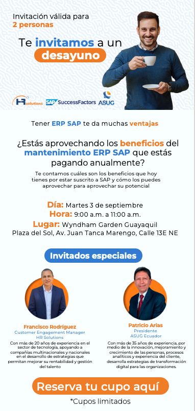 ASUGEcuador's tweet photo. Te queremos extender la invitación a nuestro desayuno en Guayaquil, donde te contaremos cuáles son los beneficios del mantenimiento ERP SAP que estás pagando anualmente

Link de registro: https://t.co/gJR624uAe0

¡Confírmanos tu asistencia! https://t.co/jlzHdfxzdt