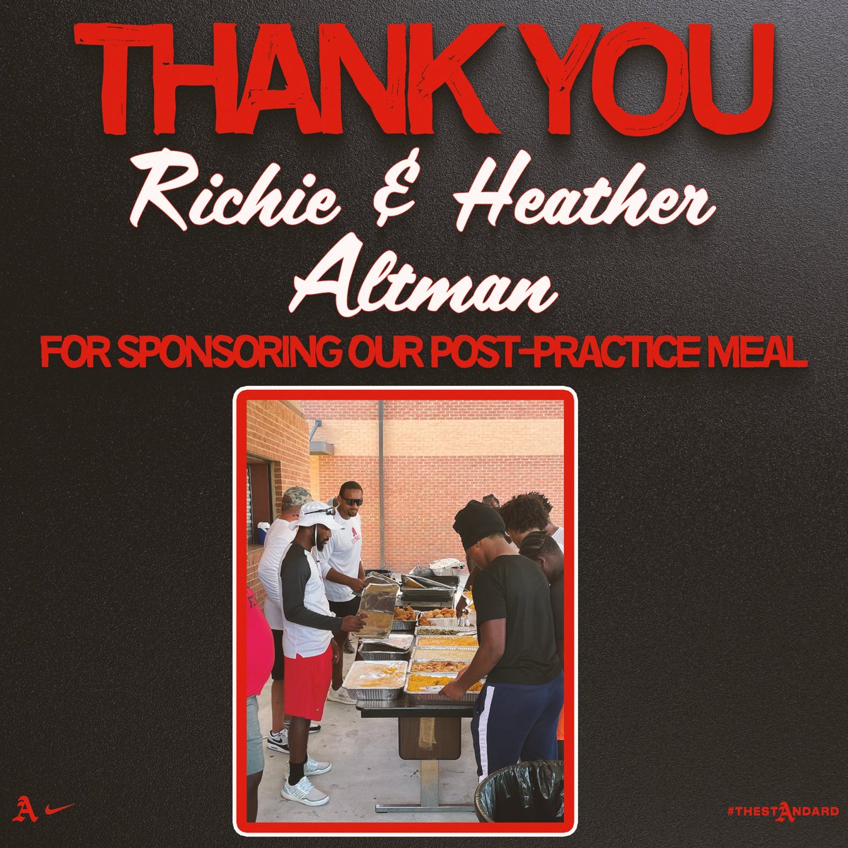 HUGE THANK YOU to Richie and Heather Altman of Yurezz Home Center for sponsoring our post practice meal!! We are very grateful !!! 

#TheStandard 🏴‍☠️🏴‍☠️🏴‍☠️
