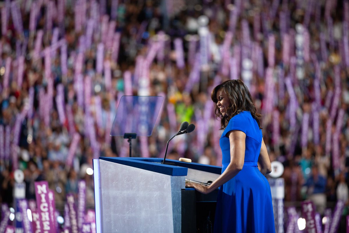 MichelleObama's tweet image. Excited to be back home in Chicago for the @DemConvention! I’ll be taking the stage later tonight—see you then! demconvention.com/watch