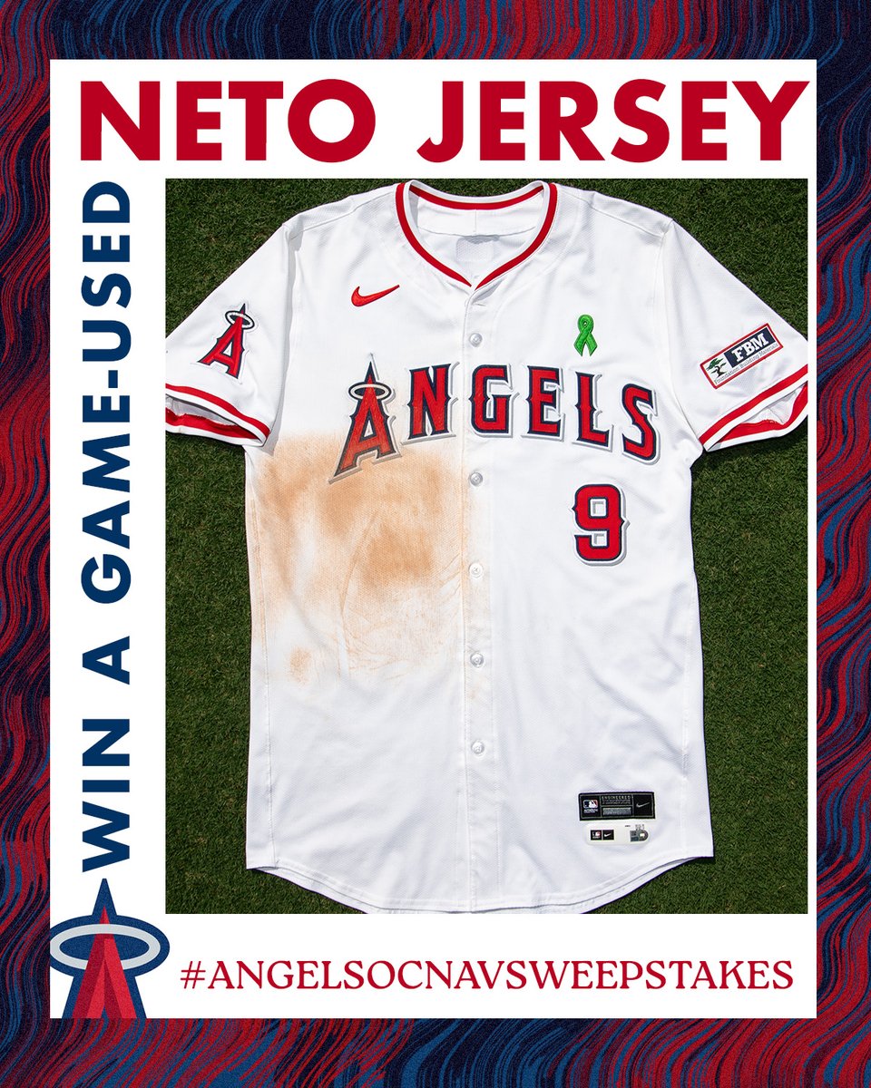 Angels's tweet photo. You could win this game-used @ZachNeto25 jersey! ⚾️

Share a photo or video of something you're grateful for or boosts your mental wellness with the hashtag #AngelsOCNavSweepstakes for a chance to win! Get inspired at https://t.co/jnn8MzHjJL.

Rules: https://t.co/GlQPyS44X2 https://t.co/1QLZl9sGhw