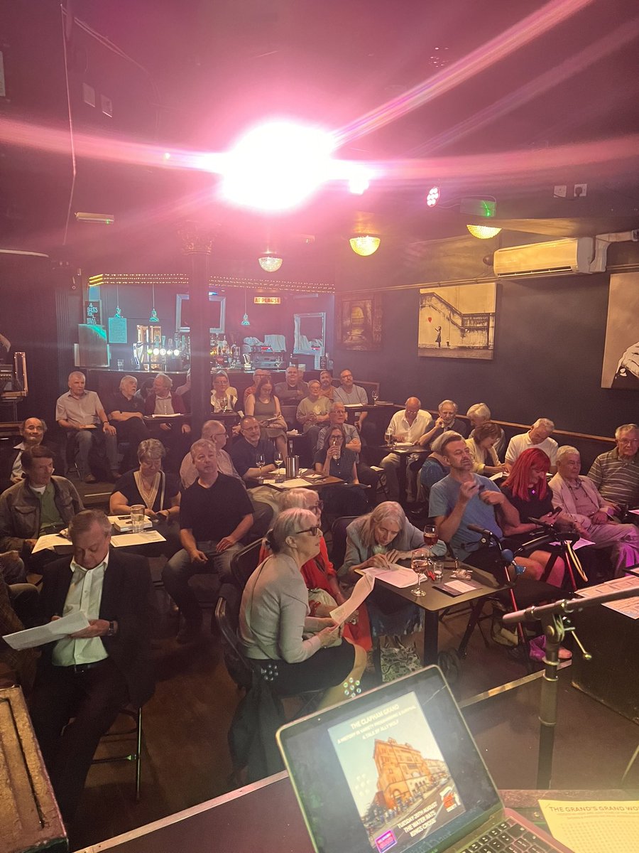 allywolf's tweet photo. Thank you @musichallsoc &amp; @YoungAlison4 for having me chat about @TheClaphamGrand history tonight! I loved meeting so many old patrons, performers or younger relatives of past performers. Obvs threw in a red pen based drawing comp,  word search &amp; keynote presentation too…. https://t.co/26JMdSpOXB