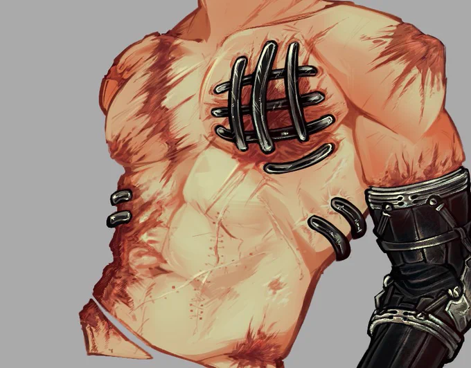Scar practice for vash cause the last time I rendered his scars was probably in April #trigun 
