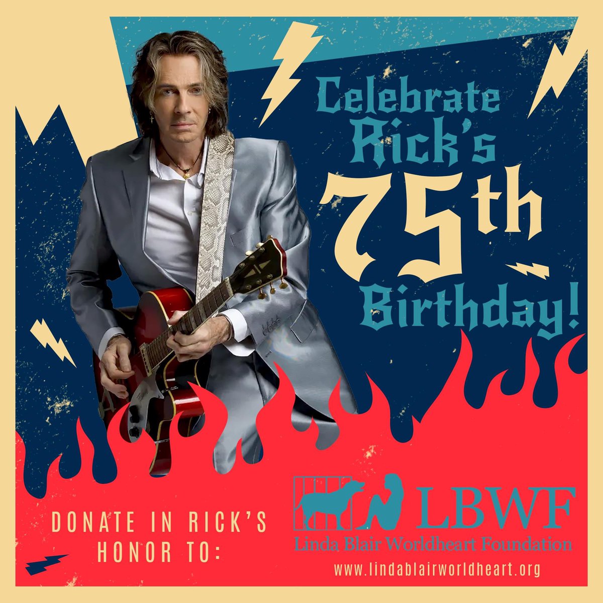GET THIS PARTY STARTED as Rick turns 75 Friday!  As WE ARE ETERNAL fans, we ask that u FEED YOUR SOUL &amp; donate to <a href="/RickSpringfield/">Rick Springfield</a>’s fav charity <a href="/LindaBlairWF/">Linda Blair WF</a>  in his honor!! KARMA of giving to others &amp; PAYing IT FORWARD. LIGHT THIS PARTY UP &amp; send those AUTOMATIC pmnt to #LBWF!