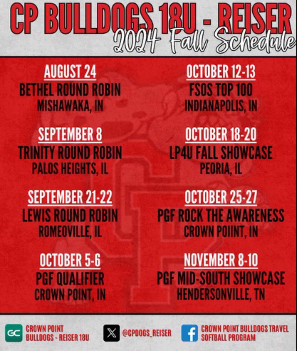 addyshultz24's tweet photo. This my fall schedule. I can’t wait! @cpdogs_reiser https://t.co/DT6C3Mim56