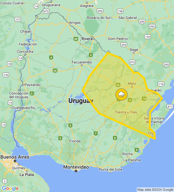 Inumet_'s tweet photo. Advertencia meteorológica amarilla por Tormentas fuertes
Se actualizará a las 22:00 o ante cambios significativos

Más info: https://t.co/zY2u8OFmLu https://t.co/qOpryDXPcj