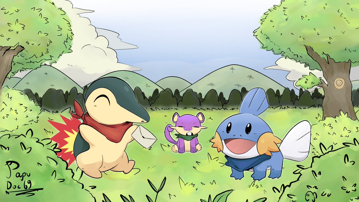 PapuDoc69's tweet photo. Que bueno que metieran el Pokemon Mystery Dungeon al NSO, me lo eche como en 4 dias y que obra maestra, tanto que hice este dibujo tematico de 3 de mis peluches favs, Cyndaquil, Mudkip y recientemente Ratatta.

Tags n: #art #pokemon #pkmn #pokemonmysterydungeon #artist #arte https://t.co/YyJHVRPeEF