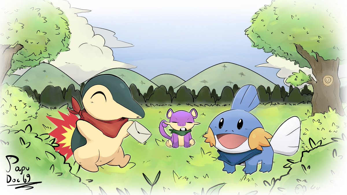 PapuDoc69's tweet photo. Que bueno que metieran el Pokemon Mystery Dungeon al NSO, me lo eche como en 4 dias y que obra maestra, tanto que hice este dibujo tematico de 3 de mis peluches favs, Cyndaquil, Mudkip y recientemente Ratatta.

Tags n: #art #pokemon #pkmn #pokemonmysterydungeon #artist #arte https://t.co/YyJHVRPeEF
