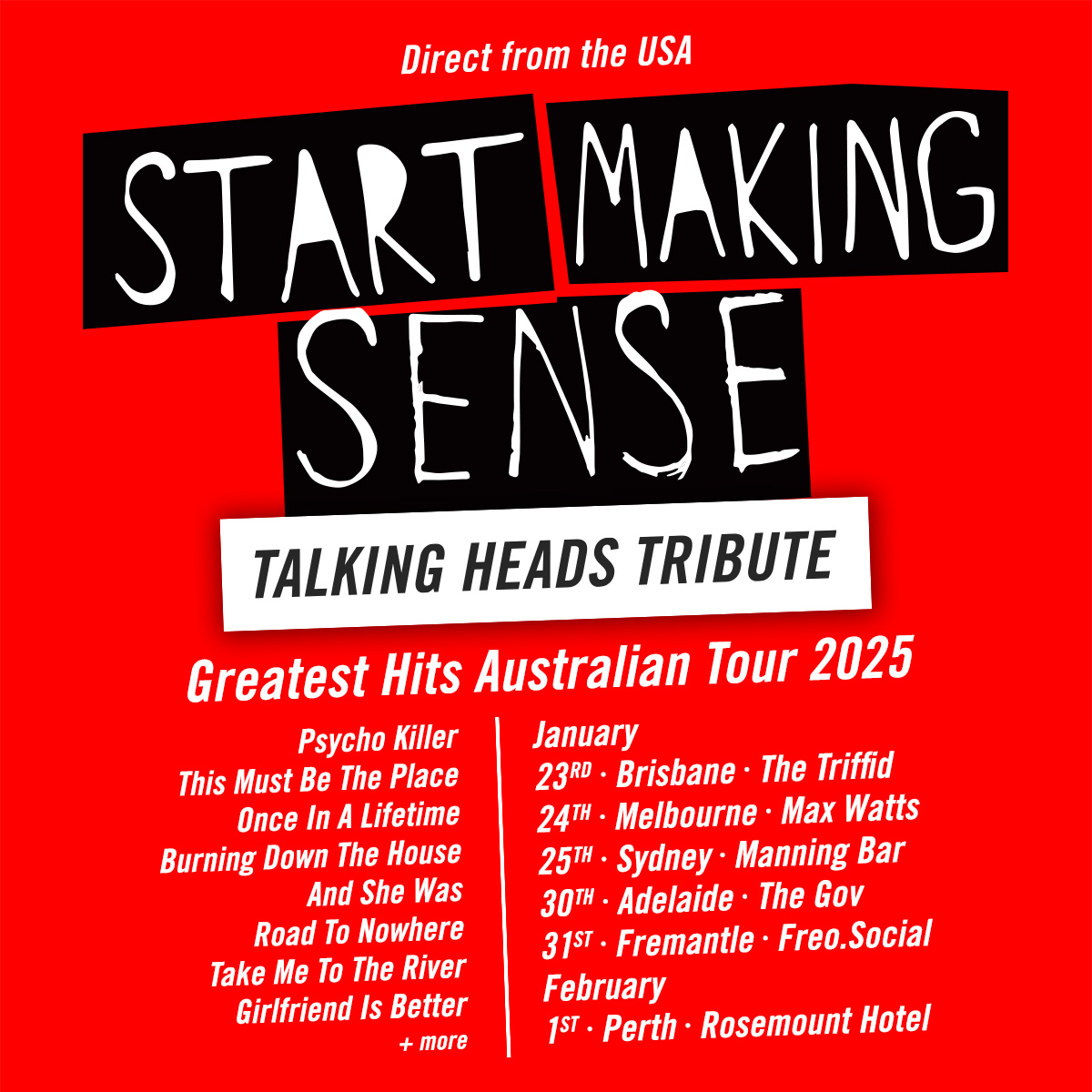oztix's tweet image. If you’re a #TalkingHeads fan, #StartMakingSense is a must-see this January, as it is the closest thing to the original you can hope for! Tix are on sale NOW!