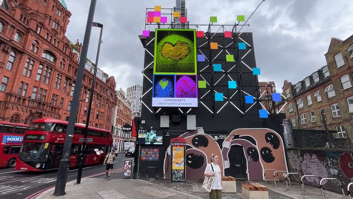 Colourised carved love messages turn out to be more punk than you imagine.  Check out our appraisal of Grete Hjorth-Johansen's paste ups and digital billboard: bit.ly/4fPBnBf