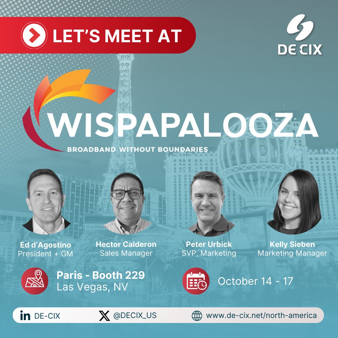 Our team is ready to ✨Viva Las Vegas ✨at #WISPAPALOOZA October 14 - 17. Are you going? 
 Let us know if you'll be there or stop by booth 2⃣2⃣9⃣ to get in the fast lane to content with #peering and win big with our infamous marble races! 🏁🏁