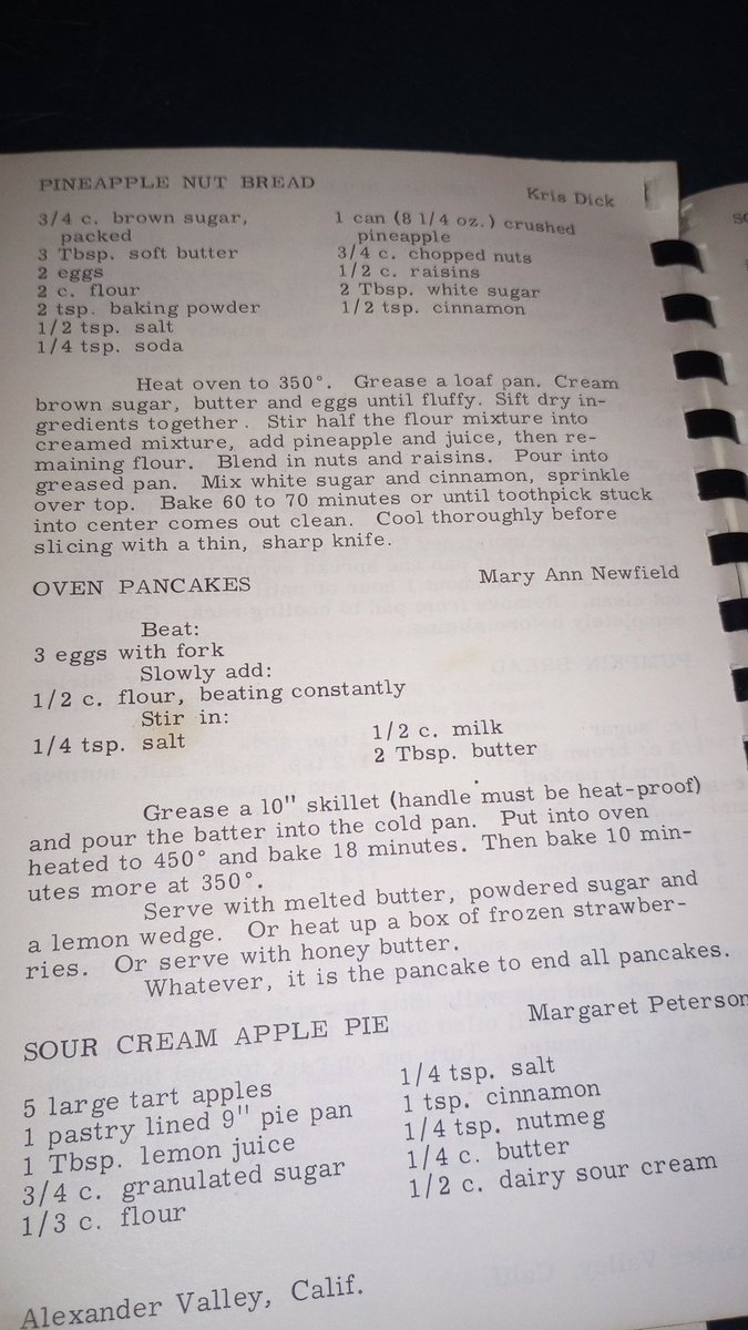 Wake_Me_When's tweet photo. @heidinewfield Hi Heidi. I grew up in Alexander Valley and was looking at some old cookbooks from the valley. I thought you would like to have these recipes. ❤️ https://t.co/D3hnrXxyQP