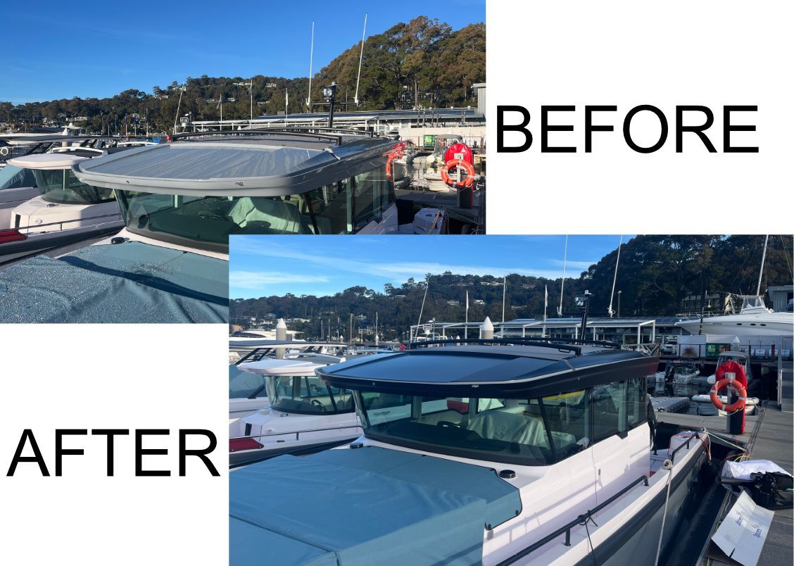 astech83's tweet image. Axopar 37 roof wrapped in Satin Black!

#InnovativeWraps #BoatProtection #MarineExteriorWrap #VinylInstallation