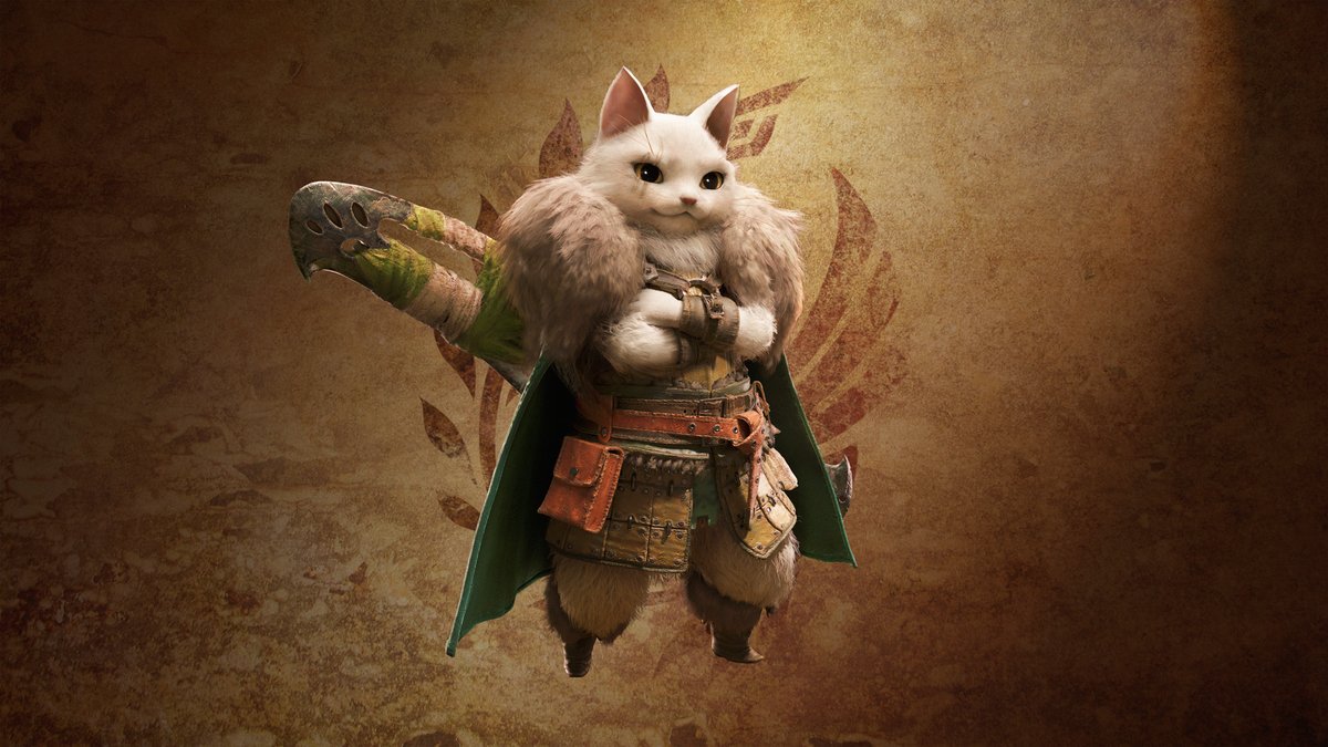 monsterhunter's tweet photo. Introducing Athos, an elite long-haired Palico that accompanies Olivia. Hardened through many special missions, this Palico exudes an aura of steady veteran strength and experience. #MHWilds https://t.co/ZHWZf9BBLQ