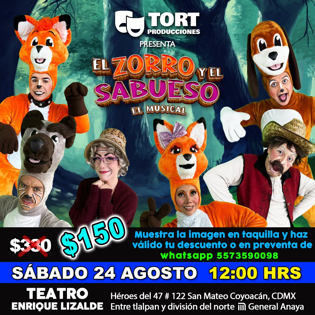 TortProduccion's tweet photo. Nos vemos este sábado 24 Agosto a disfrutar de este colorido musical. 
Ven a descubrir el valor de la amistad 
@SOGEM_Oficial 
@Ticketmaster_Me 
@davidtortmexico https://t.co/UUDS7tGdJB