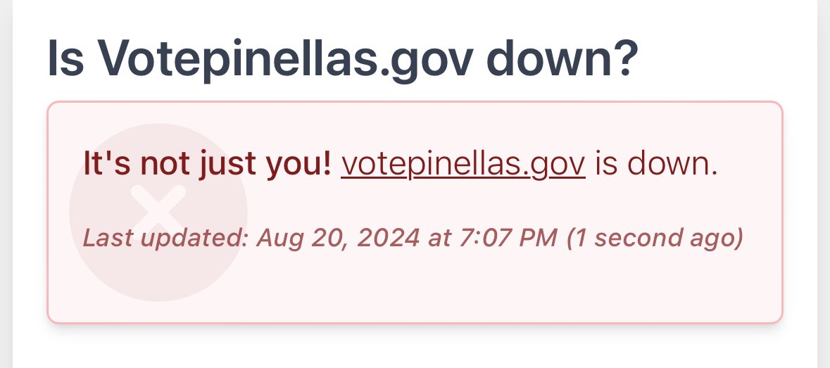 shawnavercher's tweet photo. Trying to get Florida primary results and the Supervisor of Elections website for Pinellas County is down. Auspicious sign for our state to be sure. https://t.co/Kb4jtaNaxB