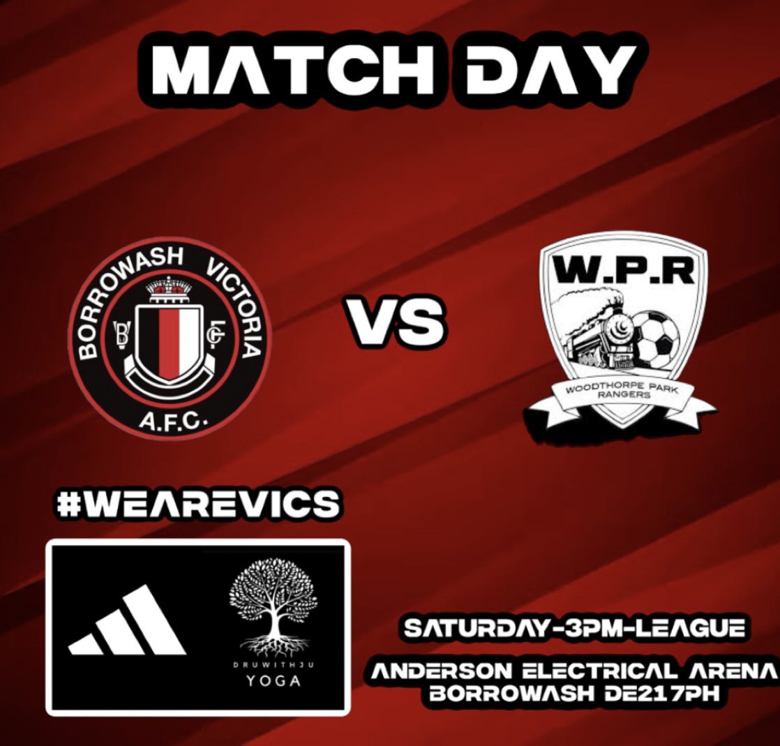 AFCBorrowashVic's tweet image. WE ARE HOME AGAIN ON SATURDAY! 

Come and get behind your VICS! 

🏆 Notts Snr League 
🆚 @WoodthorpePark 
🗓️ 24/08/2024
⏰ 15:00 
🏟️ AEA, Spondon, Derby
📍 DE21 7PH
🎟️ £3 adults £2 concessions 
🍺 Bar open. 
#wearevics🔴⚪️⚫️🔴⚪️⚫️

Kindly sponsored by DRUWITHJU YOGA🧘‍♀️🧘