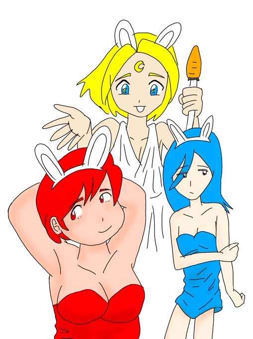 朝落書きバニー女神「今日はバニーの日なので、太バニーか、細バニーか好きな方を選ぶが良い」男の子「二択…」 