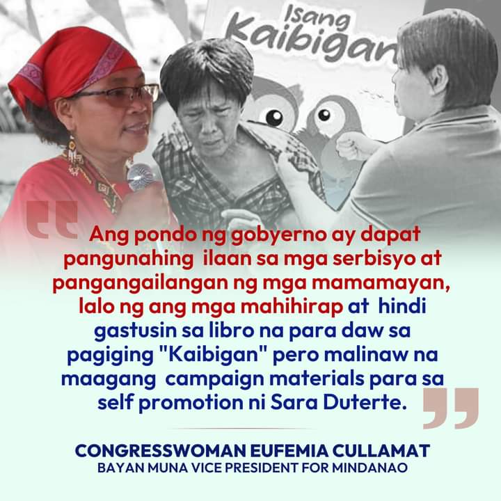 Sampung milyong piso para sa libro? Sampung milyong piso na dapat sana ay nailaan sa mga mahahalagang serbisyo at pangangailangan ng naghihirap na mamamayan. Sampung milyong pisong pondo ng taumbayan na ginamit sa maagang pangangampanya.