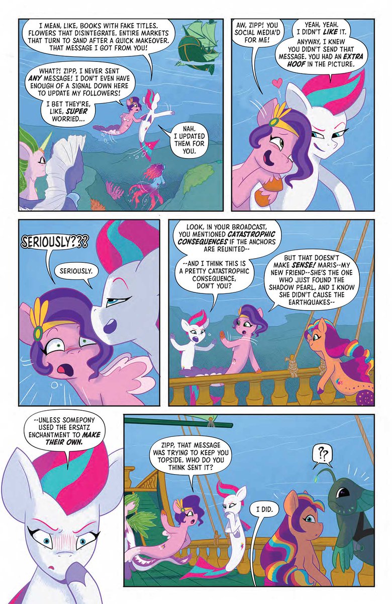 MLPG524092021's tweet photo. More preview pages for 5th and last issue of Set Your Sail WERE REVEALED!
Found at Major Spoilers website.
Link: https://t.co/mifIPYLHsP
#mylittlepony #mlpg5 #mlptellyourtale #mlpsetyoursail #sunnystarscout #pipppetals #zippstorm #mistybrightdawn #mlpidw #mlpofficial #leak https://t.co/2hkGOqMmCX