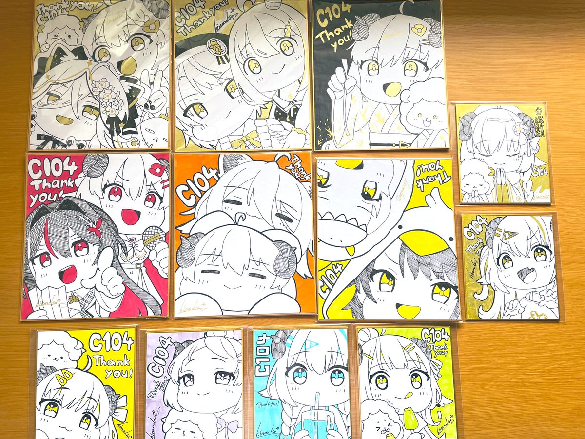 【C104通販イラスト色紙🐏✍🏻】
本日8/21  20:00頃〜順次追加予定
ミニ色紙①〜順に公開になります(手作業)

https://t.co/MRnIbFagbs 