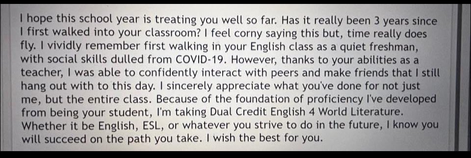 Beginning the school year like this, and I love it! I always say I have the best students, but it’s because I DO! #9thGrade #To12thgrade ❤️