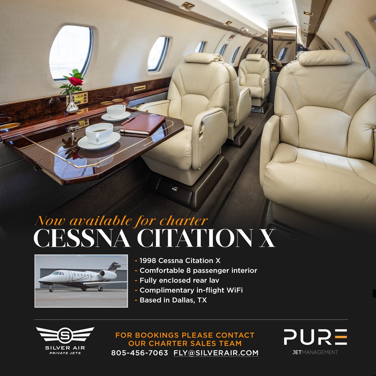 FlySilverAir's tweet photo. We’re excited to announce another addition to our fleet: the Citation X, reaffirming our commitment to offering the world’s fastest business jet! 
Fly Silver Air and redefine your travel experience with unmatched speed and style. Book your journey today! ✈️
#flySilverAir https://t.co/s2ANmWLElN