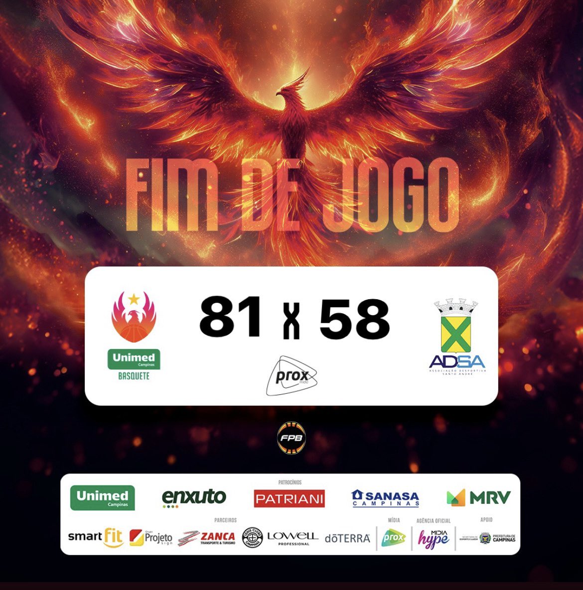unimed_basquete's tweet photo. Fim de jogo! O Unimed Campinas Basquete conquistou sua segunda vitória pelo Campeonato Paulista, ao superar Santo André na noite desta terça-feira por 81 a 58 no ginásio do Tênis Clube. 

O time volta a jogar na quarta-feira (28), quando visita Catanduva, às 19h30. 🏀🐦‍🔥 https://t.co/yagIeS5mwT