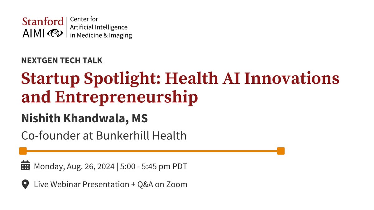 On our Aug. 26 NextGen Tech Talk, hear insights from health AI entrepreneur <a href="/nish_khandwala/">Nishith Khandwala</a> (<a href="/joinBunkerhill/">Bunkerhill Health</a>). The live webinar &amp; Q&amp;A is geared towards high school students but is open to all. Register: bit.ly/4dKKVfD