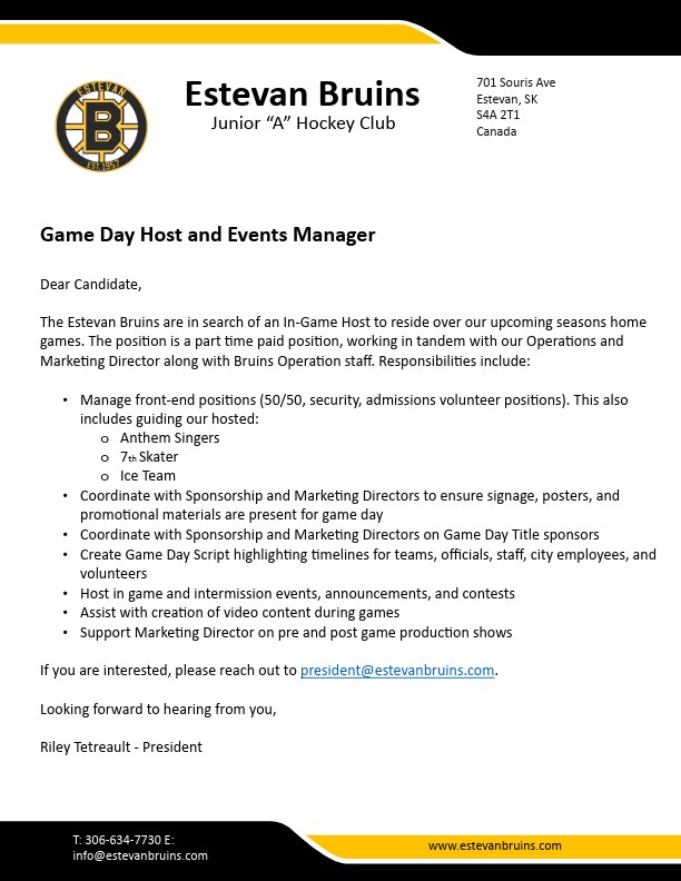 Eagle Sky Estevan Bruins tweet media