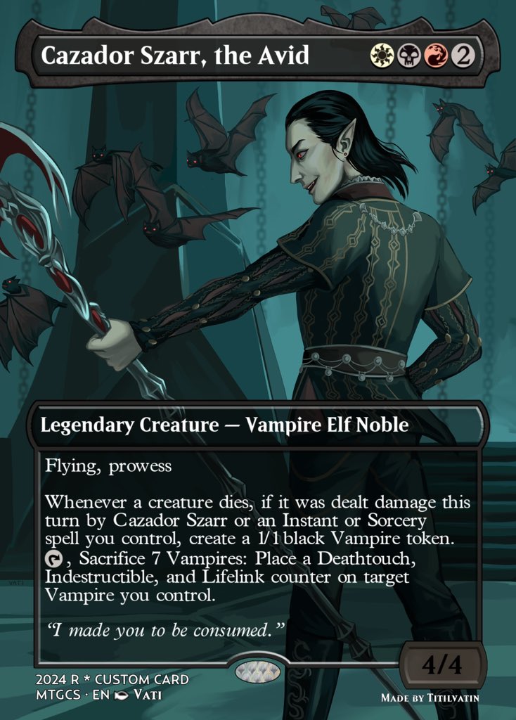 Titilvatin's tweet photo. no Cazador card in the Astarion magic the gathering set? guess I have to do everything myself! https://t.co/sKVTIXJAhi