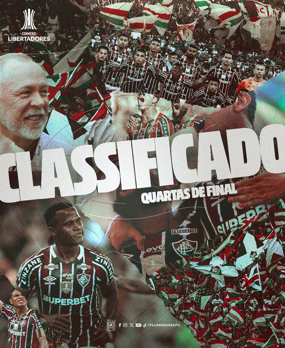FluminenseFC's tweet image. O FLUMINENSE FOOTBALL CLUB ESTÁ CLASSIFICADO PARA AS QUARTAS DE FINAL DA @LibertadoresBR! VAAAAAAAAAAAAAAAMMOOOSS, TRICOLOR!