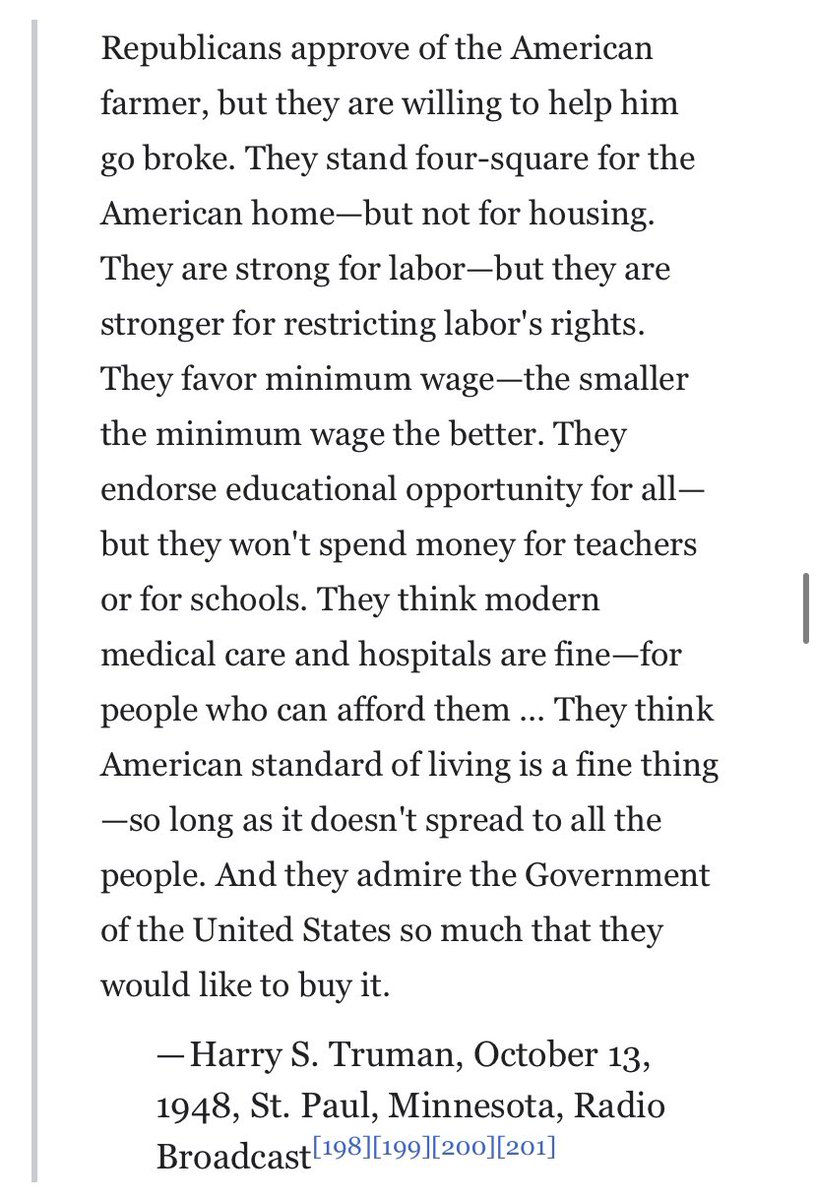 CannotFitUserna's tweet image. Harry Truman on the Republican Party, circa 1948