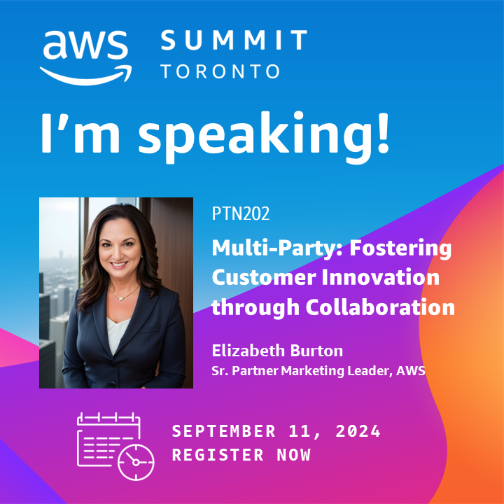 Are you attending the AWS Summit in Toronto? If yes, stop by my session to hear about technology innovation on AWS and some of our amazing AWS Partners, who excel in building and scaling solutions to tackle complex customer challenges. #awssummit <a href="/aws_partners/">AWS Partner Network</a>