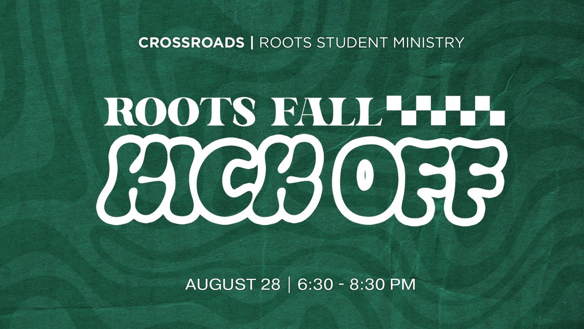 CrossroadsCam's tweet photo. Roots Student Ministry is starting back up! Join us on Wednesday, August 28 at 6:30 pm as we start off the school year with some food and games for your middle school and high school students. We will continue to meet every week on Wednesdays from 6:30-8:30 pm. https://t.co/dGb4oBL7pu