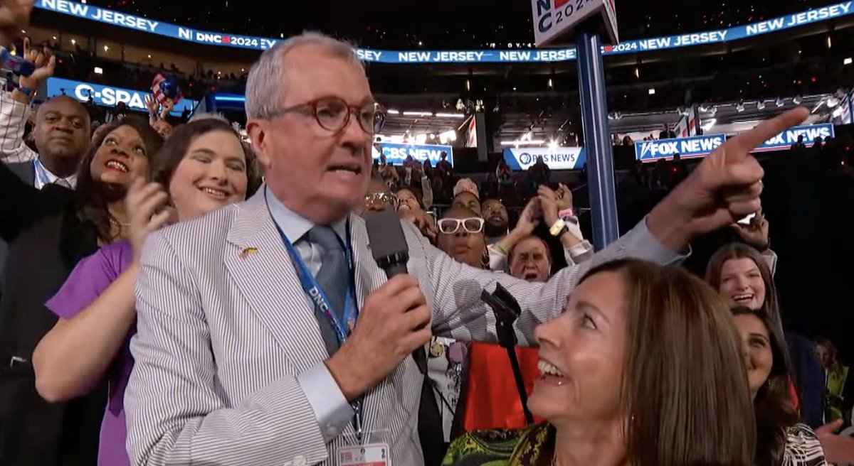 Phil_Lewis_'s tweet photo. "I'm Gov. Phil Murphy. We're from Jersey baby, and you're not!" #DNC https://t.co/vmDYlV6cID