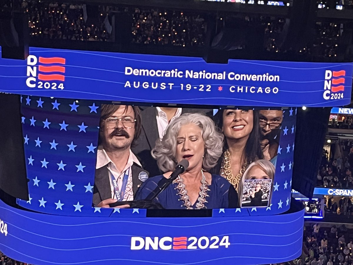 awzurcher's tweet image. The moment a time traveler from the 1970s realizes he shouldn’t have tried hiding in the New Mexico Democratic Convention delegation.