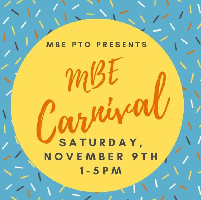 Save the Date!! Our annual MBE Carnival will be Saturday, November 9th 1-5pm!!

More info coming soon on how to sign up to be a vendor, sponsor, and volunteer💜