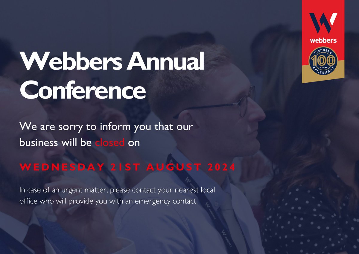 Important information. Our offices are closed today for our Annual Conference.