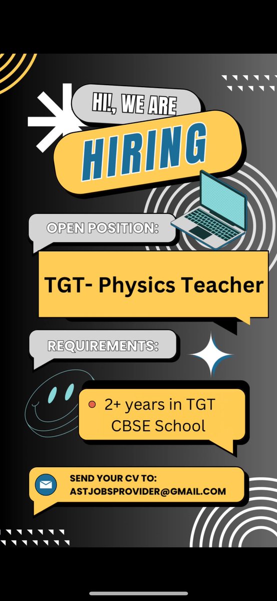AstFaculty's tweet photo. Location: Latur, Maharashtra 

Apply yourself or share this opportunity with eligible friends and family.

*Apply now:👇*
https://t.co/TLcfSO7wdI

*Email ID:* astjobsprovider@gmail.com
#urgenthiring #hiringnow #newpoenings #jobsearch #mumbai #teachers https://t.co/nOUe4P0qU1