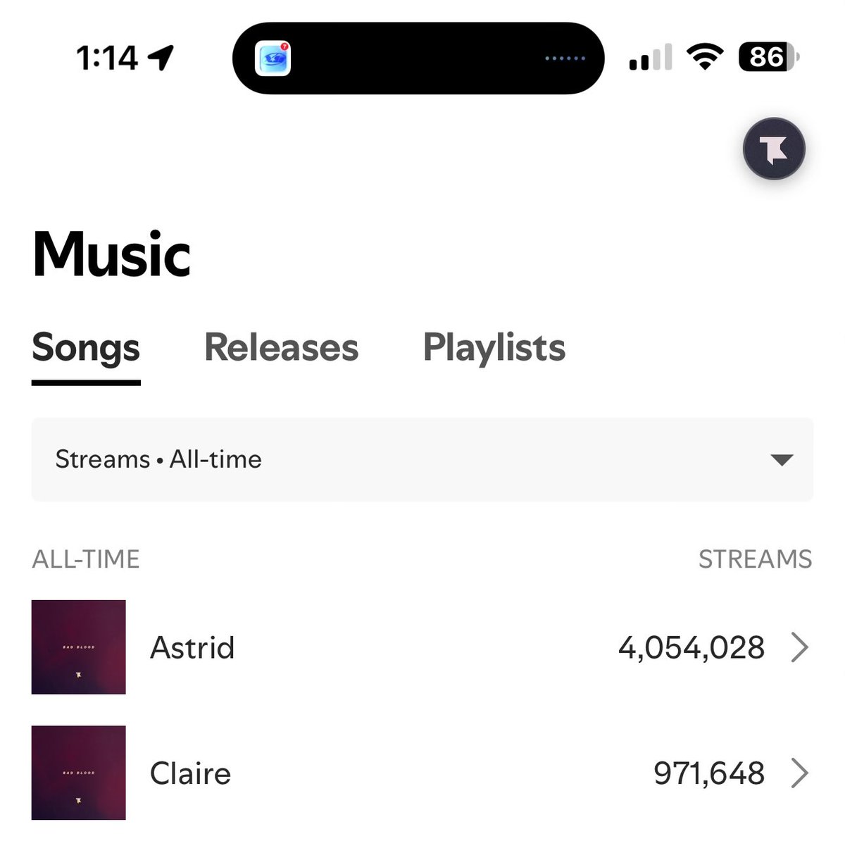 Busted 4mil stream on Astrid, approaching 1mil on Claire. Thanks for all the support ❤️