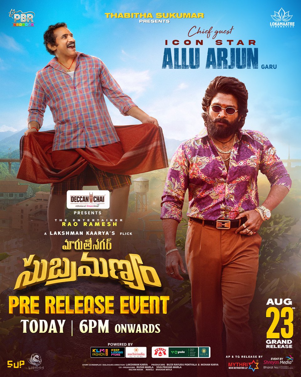 ArjunKumar_AAA's tweet photo. Today’s the day! Get ready for the Grand Pre-Release Event of #MaruthiNagarSubramanyam from 6PM onwards
For
Event Passes Contact
#Sonu - 6300070411
#Haresh - 6303786482 https://t.co/rxAkuWG7R9