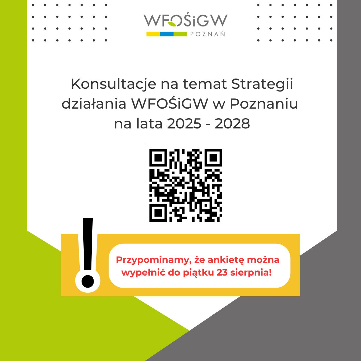 ℹ Przypominamy, że tylko 𝐝𝐨 𝐩𝐢𝐚̨𝐭𝐤𝐮 𝟐𝟑 𝐬𝐢𝐞𝐫𝐩𝐧𝐢𝐚 jest możliwość wypełnienia ankiety dotyczącej potrzeb i kierunków finansowania przedsięwzięć z zakresu ochrony środowiska ❗️
👉 𝐋𝐢𝐧𝐤 𝐝𝐨 𝐚𝐧𝐤𝐢𝐞𝐭𝐲⬇️
 forms.office.com/pages/response…