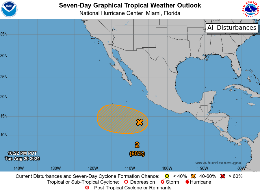 LimWeather's tweet photo. D99 EPAC #HurricaneSeason2024 2am EDT
AOI 2 has a 2% to become a TC in 2 days, 60% in 7 days, heading OTS S of #Mexico's Pacific Coast!
Next names: #Hector/#Ileana
Next Invest no: #Invest92E
#Wxtwitter #wxx #tropicswx #hurricaneseason #ep92 #92e https://t.co/yO3CcAxBKW