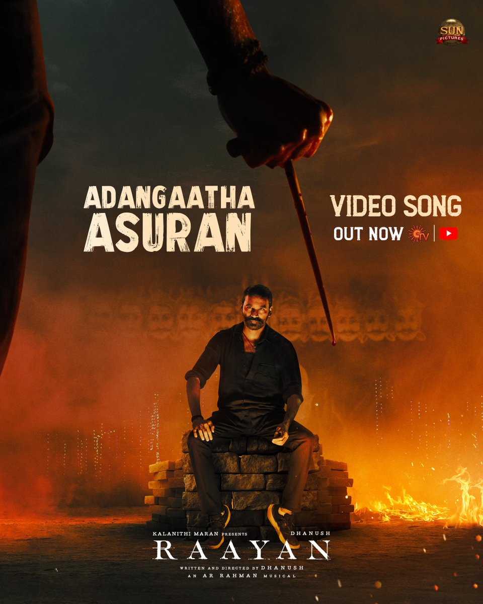 sunpictures's tweet photo. The most awaited storm is here! 🌪️🔥 - #AdangaathaAsuran Video song out now!

▶️ https://t.co/fODSMibiLt

@dhanushkraja @arrahman @PDdancing @iam_SJSuryah @selvaraghavan @kalidas700 @sundeepkishan @prakashraaj @officialdushara @Aparnabala2 @varusarath5 #Saravanan  @omdop @editor_prasanna @PeterHeinOffl @jacki_art @kavya_sriram @kabilanchelliah @theSreyas #Raayan