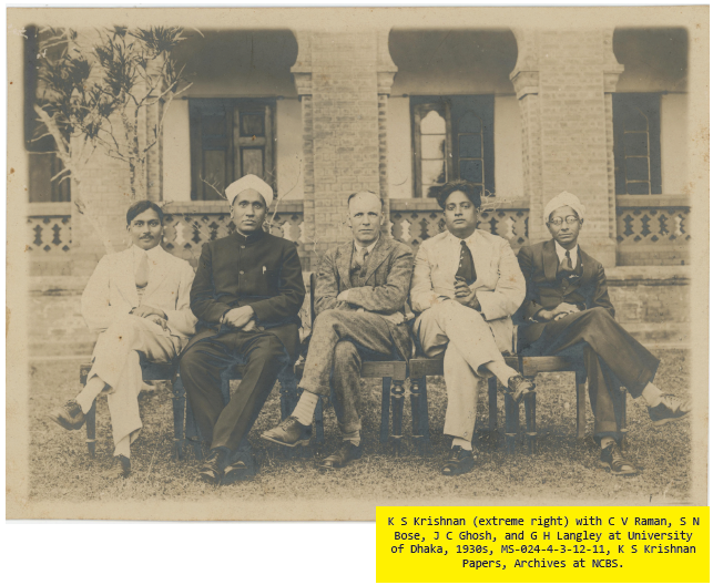 G V Pavan Kumar (@pavan_kumargv) on Twitter photo Priceless image from the 1930s - University of Dhaka.
J.C. Ghosh, C.V. Raman, G.H. Langley, S.N. Bose and K.S. Krishnan
Source: <a href="/Archives_NCBS/">Archives at NCBS</a> (see the quoted tweet) Priceless image from the 1930s - University of Dhaka.
J.C. Ghosh, C.V. Raman, G.H. Langley, S.N. Bose and K.S. Krishnan
Source: <a href="/Archives_NCBS/">Archives at NCBS</a> (see the quoted tweet)