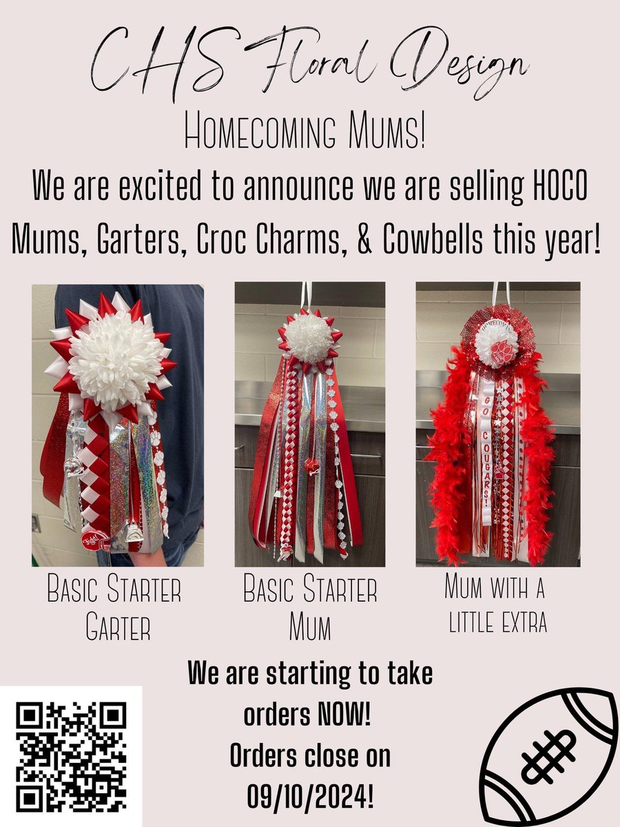 CrosbyHigh's tweet photo. Order your HOCO Mums, Garters and more from The Red Rose 🌹 

The Red Rose is a student run floral shop.  

📲 https://t.co/7Z0fP2Ldpj https://t.co/PRbqXRRL2v
