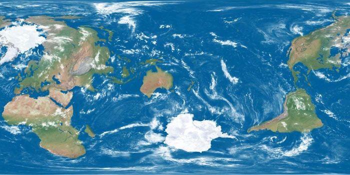 8. The Earth Being Centered On Great Britain Is Arbitrary, So Here's A Map Centered On New Zealand