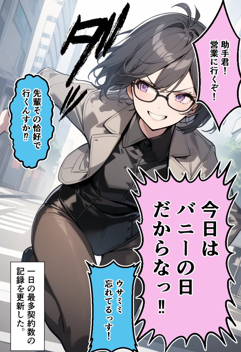 Dejiina_Comic's tweet photo. ポンコツ上司のバニーの日   
===   
先輩、ウサミミ忘れてるっす！！？
===
#バニーの日　
#バニーの日2024 https://t.co/9IMv0IQd4e