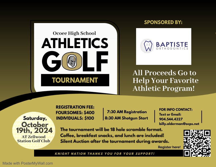 Ocoee Athletics (@ocoeeathletics) on Twitter photo It’s back!!! New place, new time! The Ocoee Athletics Booster Golf tournament to support all teams at Ocoee High! We are looking for sponsors and golfers for Sat, Oct 19th 7:30AM at Zellwood station Golf Club! <a href="/OcoeeKnights/">Ocoee High School</a> It’s back!!! New place, new time! The Ocoee Athletics Booster Golf tournament to support all teams at Ocoee High! We are looking for sponsors and golfers for Sat, Oct 19th 7:30AM at Zellwood station Golf Club! <a href="/OcoeeKnights/">Ocoee High School</a>